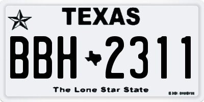 TX license plate BBH2311