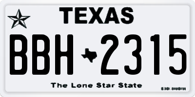 TX license plate BBH2315