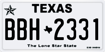 TX license plate BBH2331