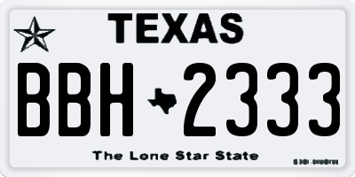 TX license plate BBH2333