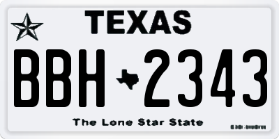 TX license plate BBH2343