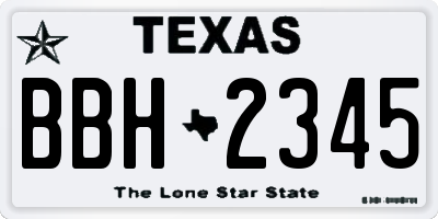 TX license plate BBH2345