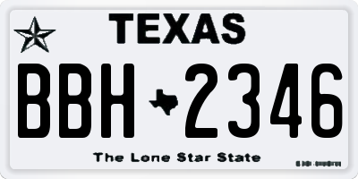 TX license plate BBH2346