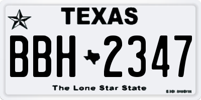 TX license plate BBH2347