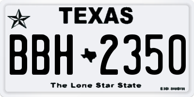 TX license plate BBH2350