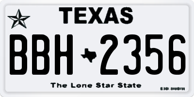 TX license plate BBH2356