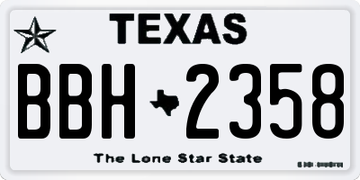 TX license plate BBH2358