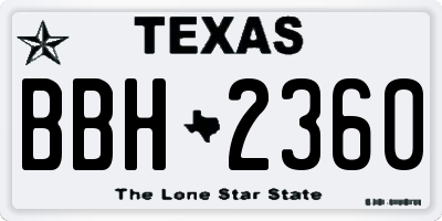 TX license plate BBH2360