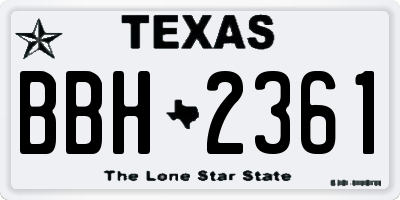 TX license plate BBH2361