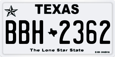 TX license plate BBH2362