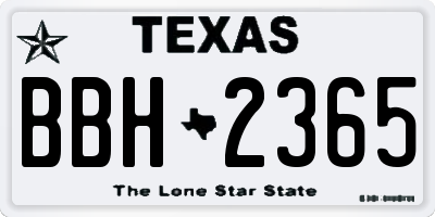 TX license plate BBH2365