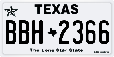 TX license plate BBH2366