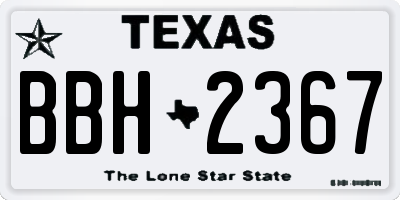 TX license plate BBH2367