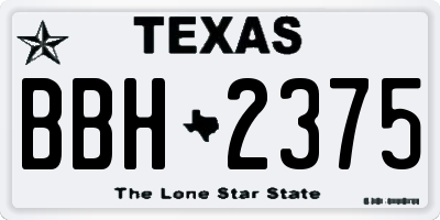 TX license plate BBH2375