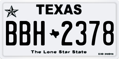 TX license plate BBH2378