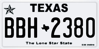 TX license plate BBH2380