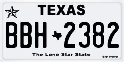 TX license plate BBH2382