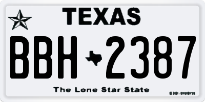 TX license plate BBH2387