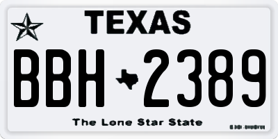 TX license plate BBH2389