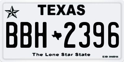 TX license plate BBH2396