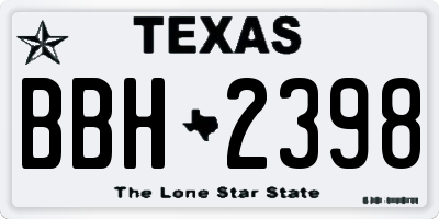 TX license plate BBH2398