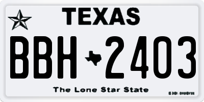 TX license plate BBH2403