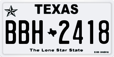 TX license plate BBH2418