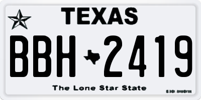 TX license plate BBH2419