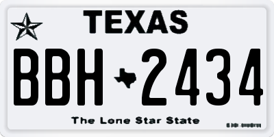 TX license plate BBH2434