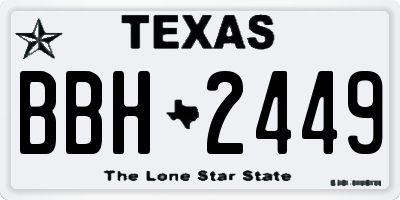 TX license plate BBH2449