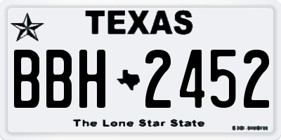 TX license plate BBH2452