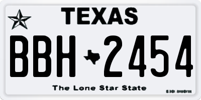 TX license plate BBH2454