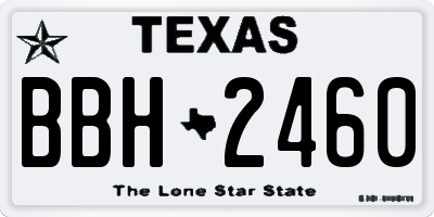 TX license plate BBH2460