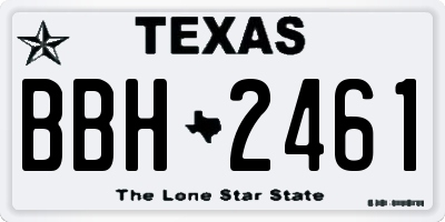 TX license plate BBH2461