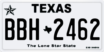 TX license plate BBH2462