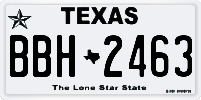 TX license plate BBH2463