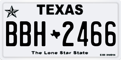 TX license plate BBH2466