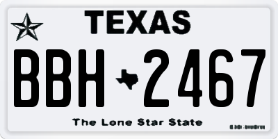 TX license plate BBH2467