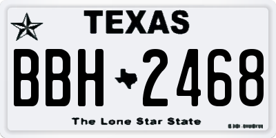 TX license plate BBH2468