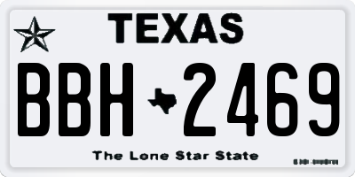 TX license plate BBH2469