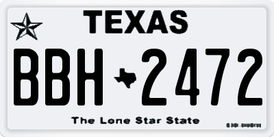 TX license plate BBH2472