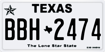 TX license plate BBH2474