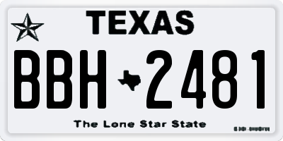 TX license plate BBH2481