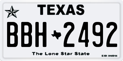 TX license plate BBH2492