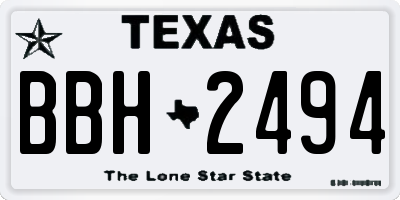 TX license plate BBH2494