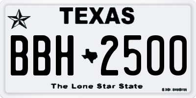 TX license plate BBH2500