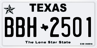 TX license plate BBH2501