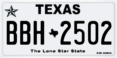 TX license plate BBH2502