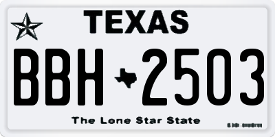 TX license plate BBH2503