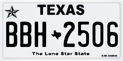 TX license plate BBH2506